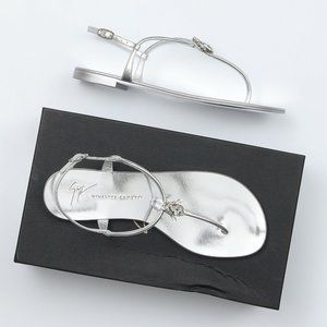 Giuseppe Zanotti Hollie Silver T-strap Sandals